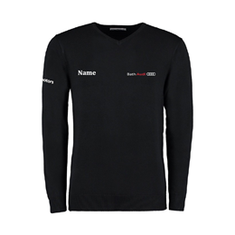 Mens V Neck Jumper - Black with Logos Bath Audi