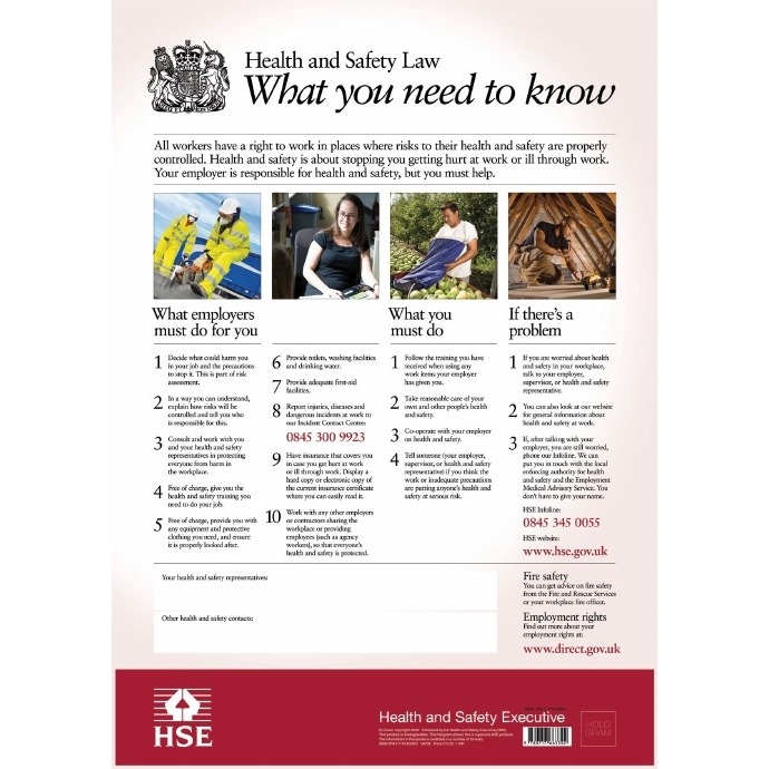 HSE Health And Safety Law Poster A3 FWC30/A3: what you need to know