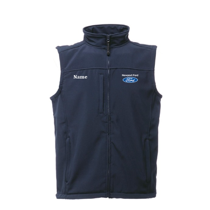 Regatta Soft Shell Bodywarmer Navy with logos Newport Ford